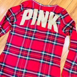 Victoria Secret Pink red plaid dress pajamas nightgown Christmas holiday…